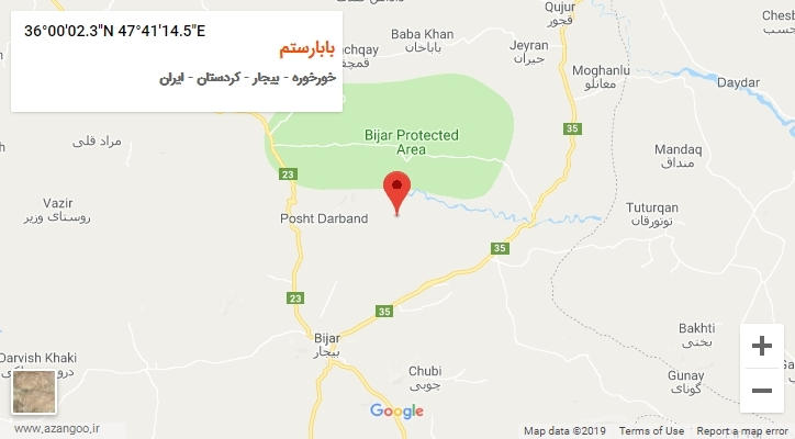 روستای بابارستم بر روی نقشه
