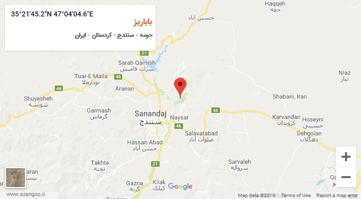 روستای باباریز بر روی نقشه