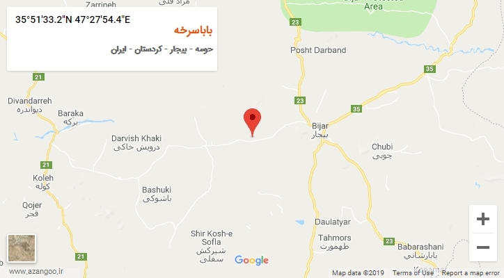 روستای باباسرخه بر روی نقشه