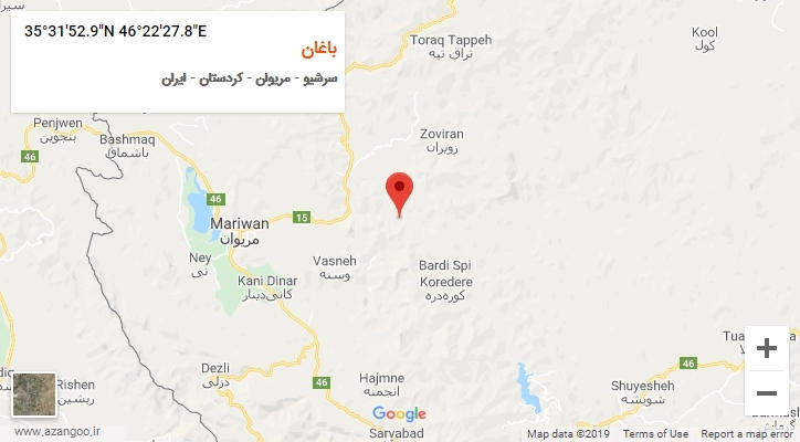 روستای باغان بر روی نقشه