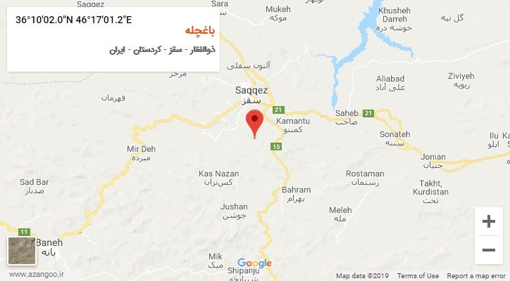 روستای باغچله بر روی نقشه