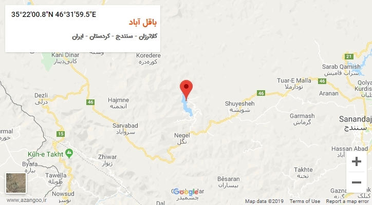روستای باقل آباد بر روی نقشه