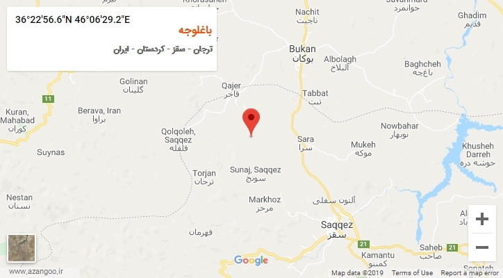 روستای باغلوجه بر روی نقشه