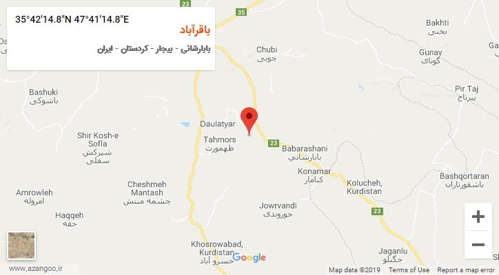 روستای باقرآباد بر روی نقشه