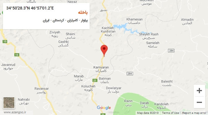 روستای باخله بر روی نقشه