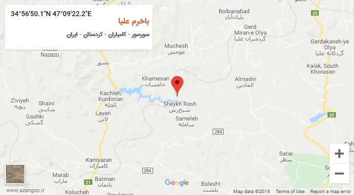 روستای باخرم علیا بر روی نقشه