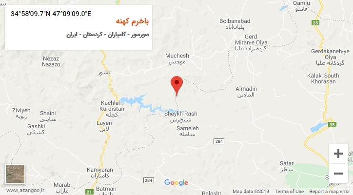 روستای باخرم کهنه بر روی نقشه