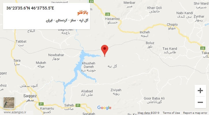 روستای بالاقلو بر روی نقشه