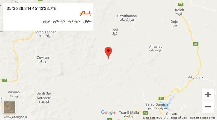 روستای باساکو بر روی نقشه