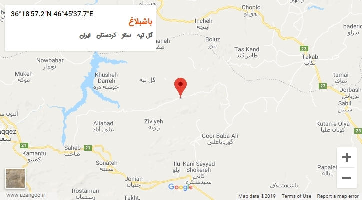 روستای باشبلاغ بر روی نقشه