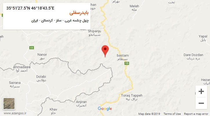 روستای بایدرسفلی بر روی نقشه