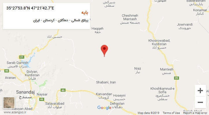 روستای بایه بر روی نقشه