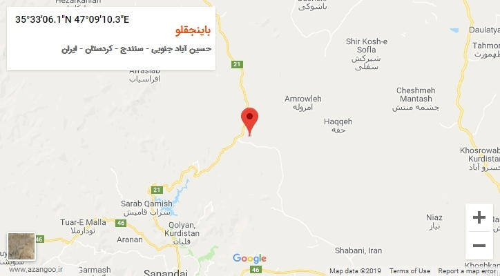 روستای باینجقلو بر روی نقشه