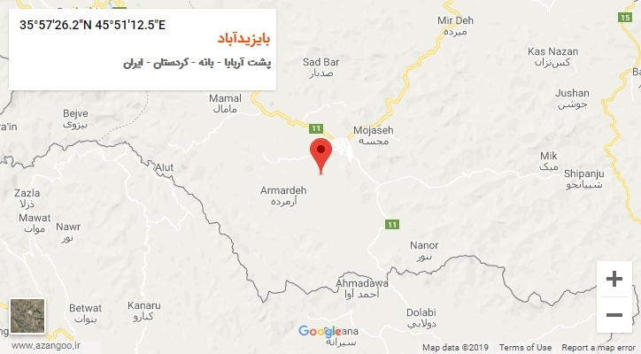 روستای بایزیدآباد بر روی نقشه