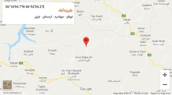 روستای بایزیدآباد بر روی نقشه