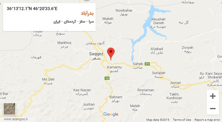 روستای بدرآباد بر روی نقشه
