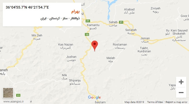 روستای بهرام بر روی نقشه