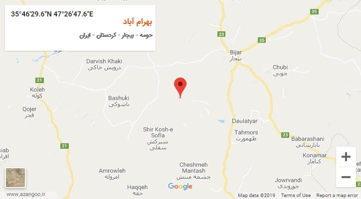 روستای بهرام آباد بر روی نقشه