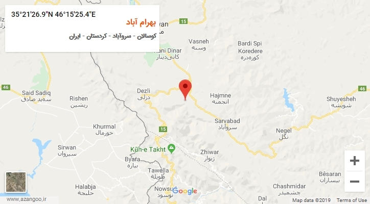 روستای بهرام آباد بر روی نقشه