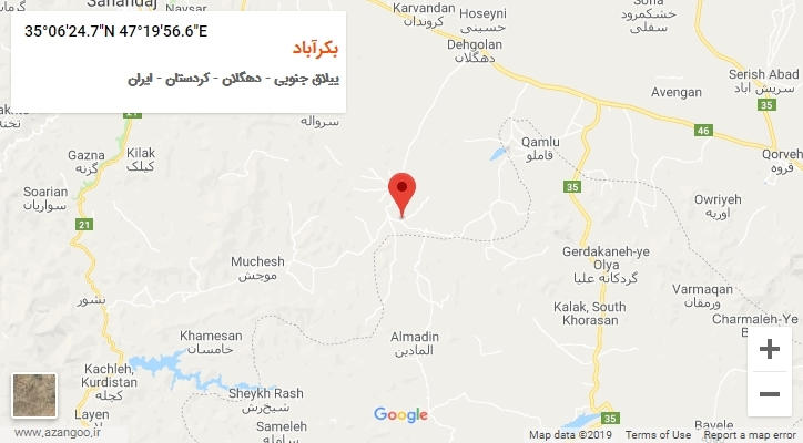روستای بکرآباد بر روی نقشه