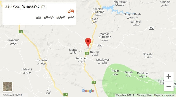 روستای بلان بر روی نقشه