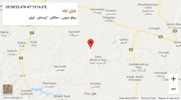 روستای بلبان آباد بر روی نقشه