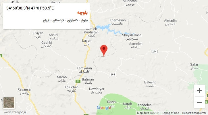روستای بلوچه بر روی نقشه