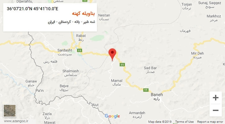 روستای بناویله کهنه بر روی نقشه