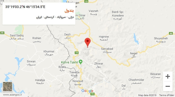 روستای بندول بر روی نقشه