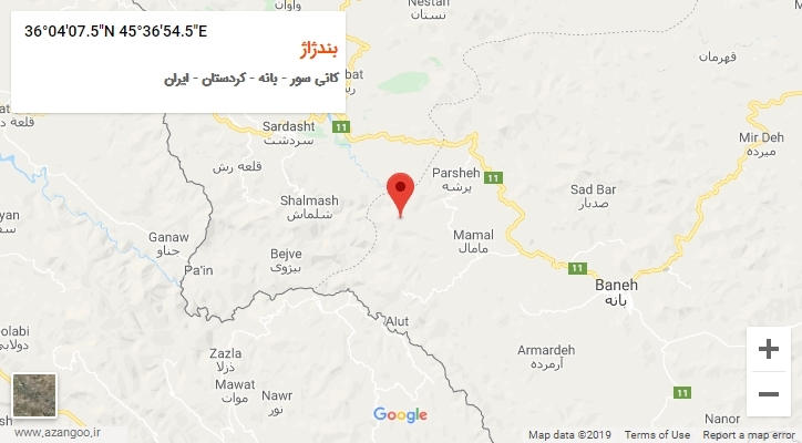 روستای بندژاژ بر روی نقشه