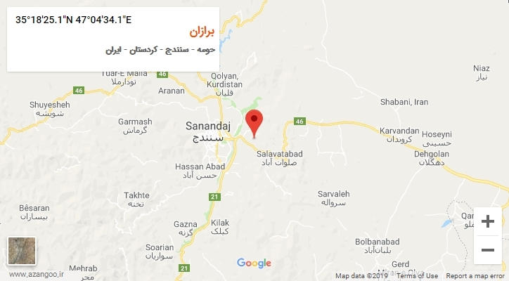 روستای برازان بر روی نقشه