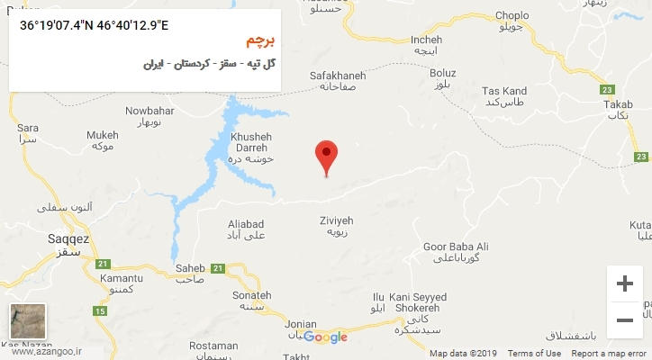 روستای برچم بر روی نقشه