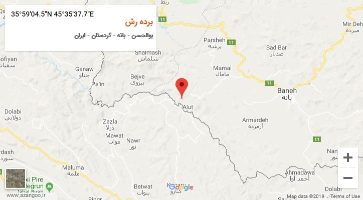 روستای برده رش بر روی نقشه