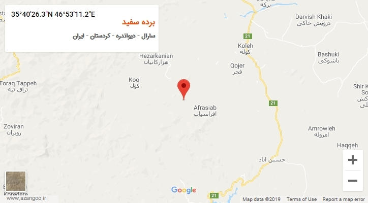 روستای برده سفید بر روی نقشه