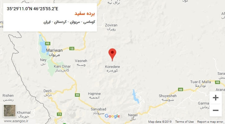 روستای برده سفید بر روی نقشه