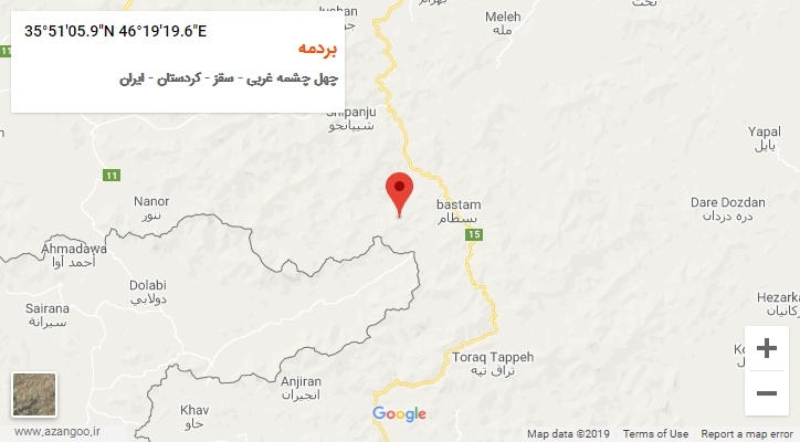 روستای بردمه بر روی نقشه