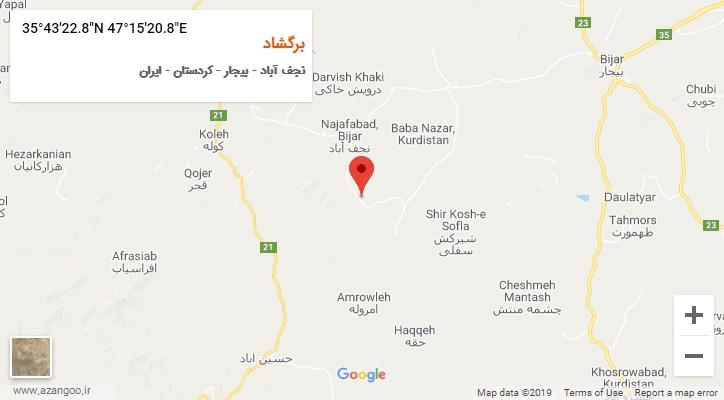 روستای برگشاد بر روی نقشه