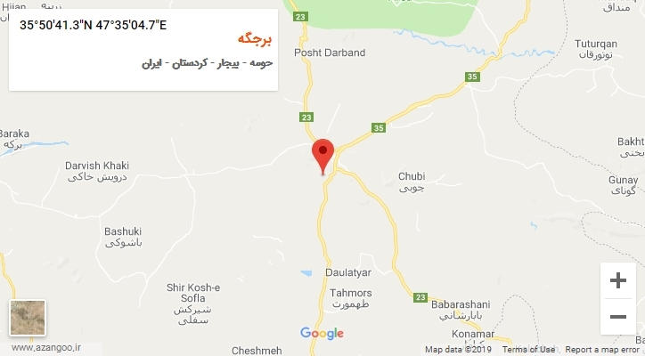 روستای برجگه بر روی نقشه
