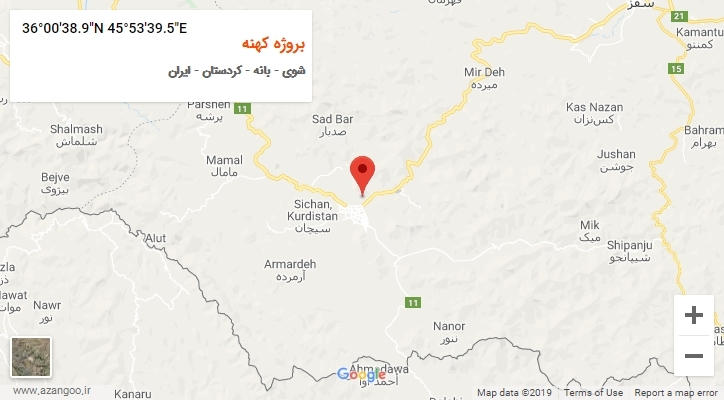 روستای بروژه کهنه بر روی نقشه