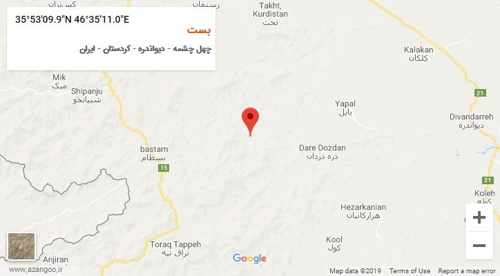 روستای بست بر روی نقشه