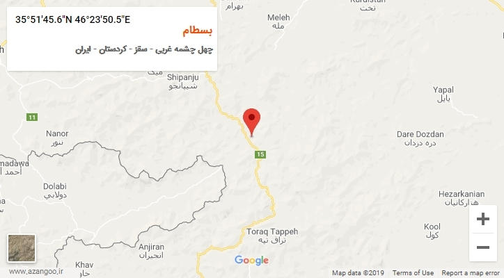 روستای بسطام بر روی نقشه