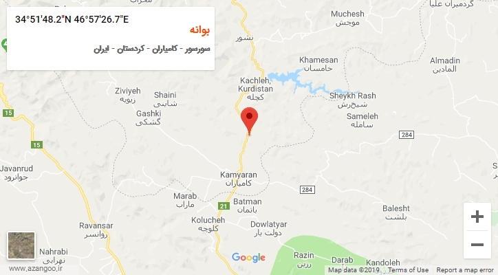 روستای بوانه بر روی نقشه