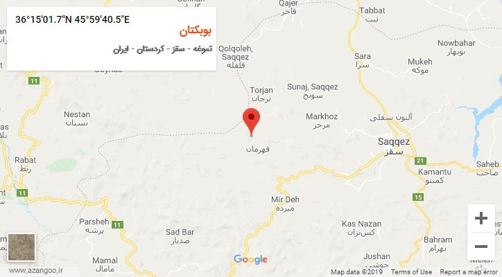 روستای بوبکتان بر روی نقشه