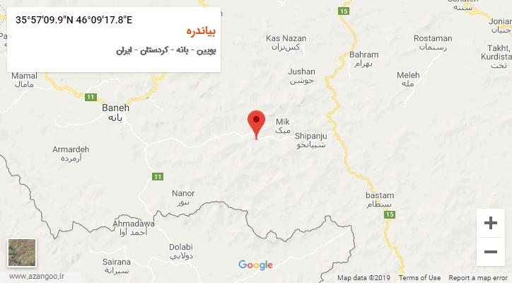 روستای بیاندره بر روی نقشه