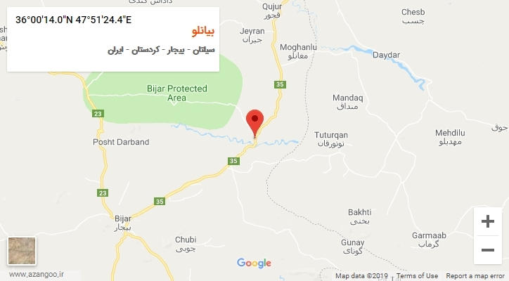 روستای بیانلو بر روی نقشه