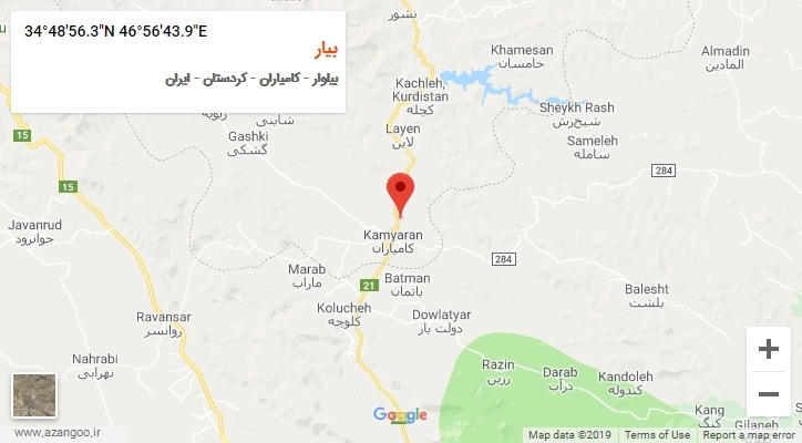 روستای بیار بر روی نقشه