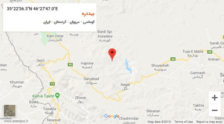 روستای بیددره بر روی نقشه