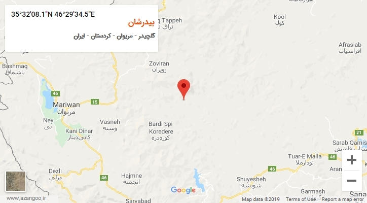 روستای بیدرشان بر روی نقشه