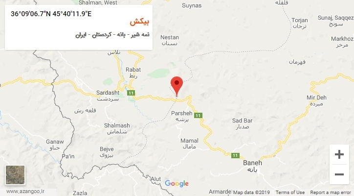روستای بیکش بر روی نقشه