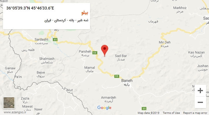 روستای بیلو بر روی نقشه